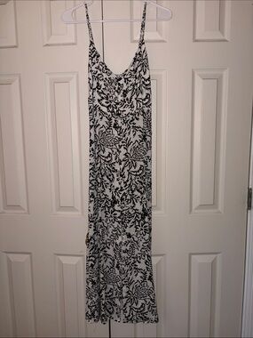 Zara Black and White Floral Slip Maxi Dress